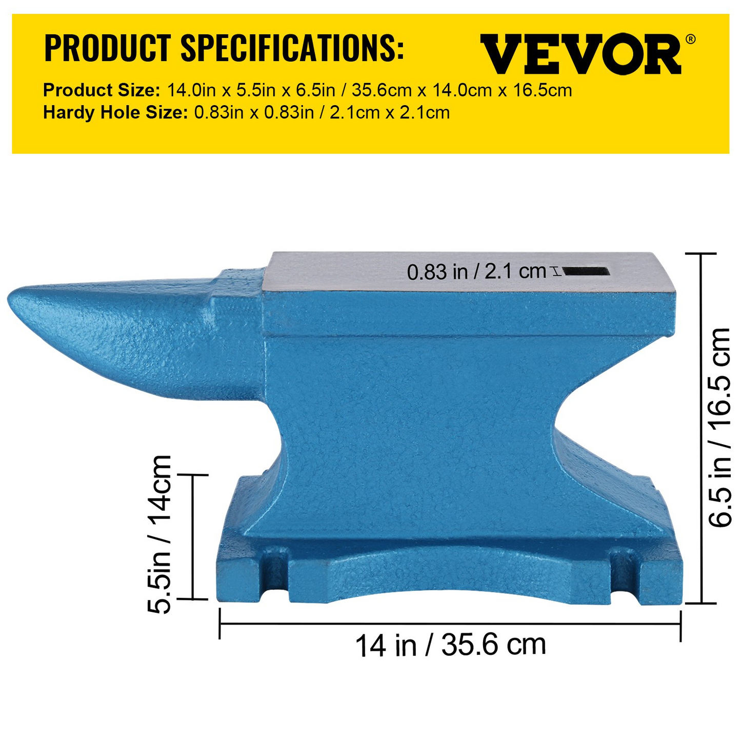 VEVOR Single Horn Anvil 55Lbs