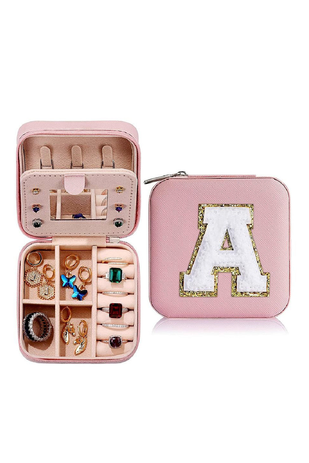 Chenille Lettered Little Pink Jewelry Box