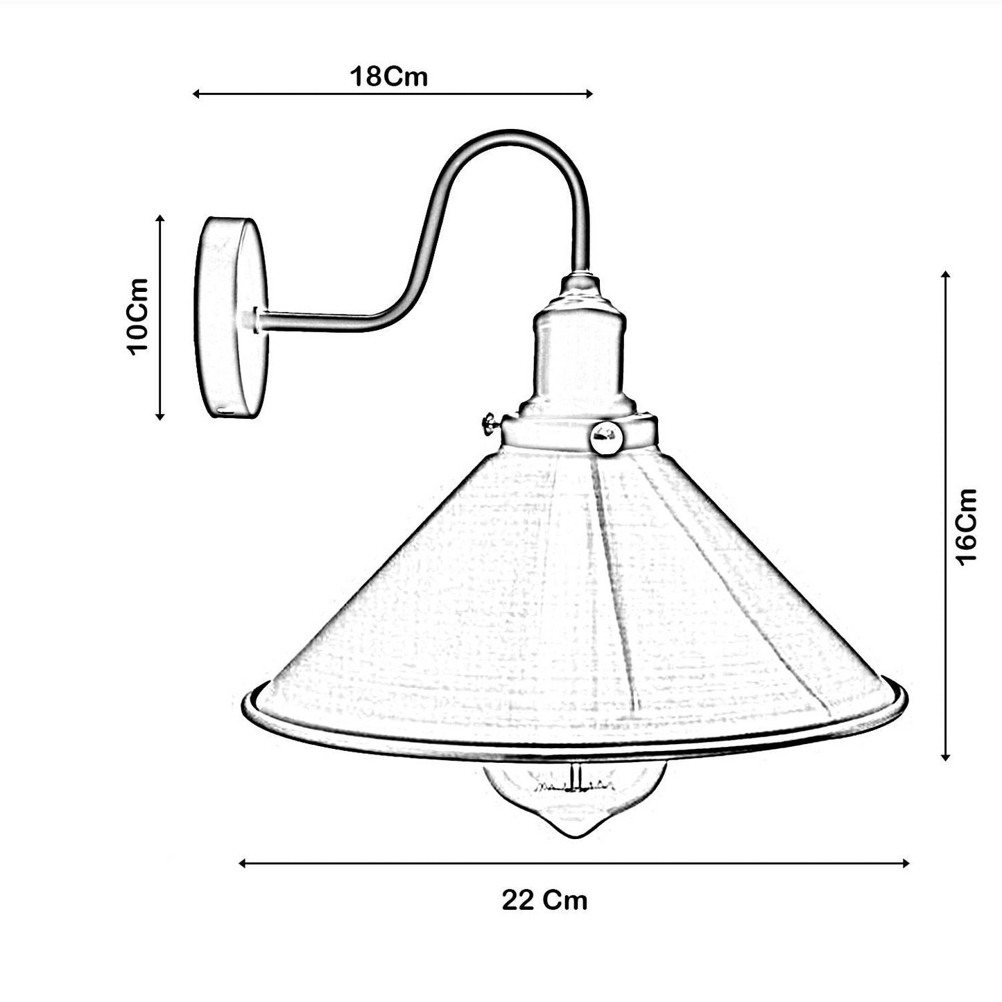 Wall Sconce Metal Cone Lamp Shade Lighting