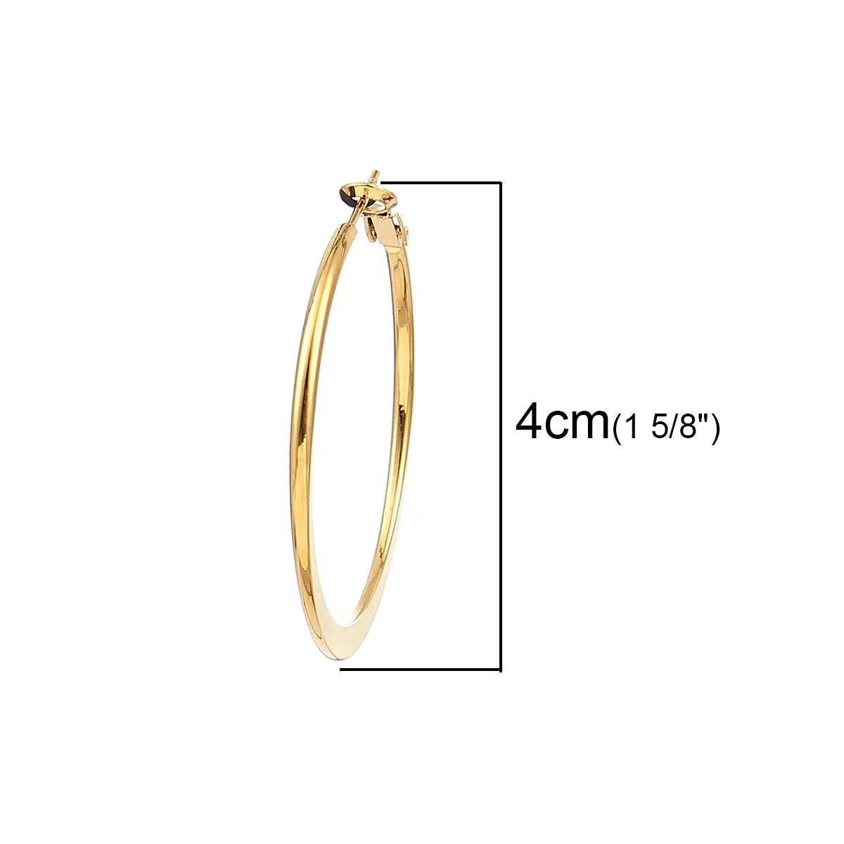 316 Stainless Steel Circle Hoop Earrings Gold Color 40mm Dia.