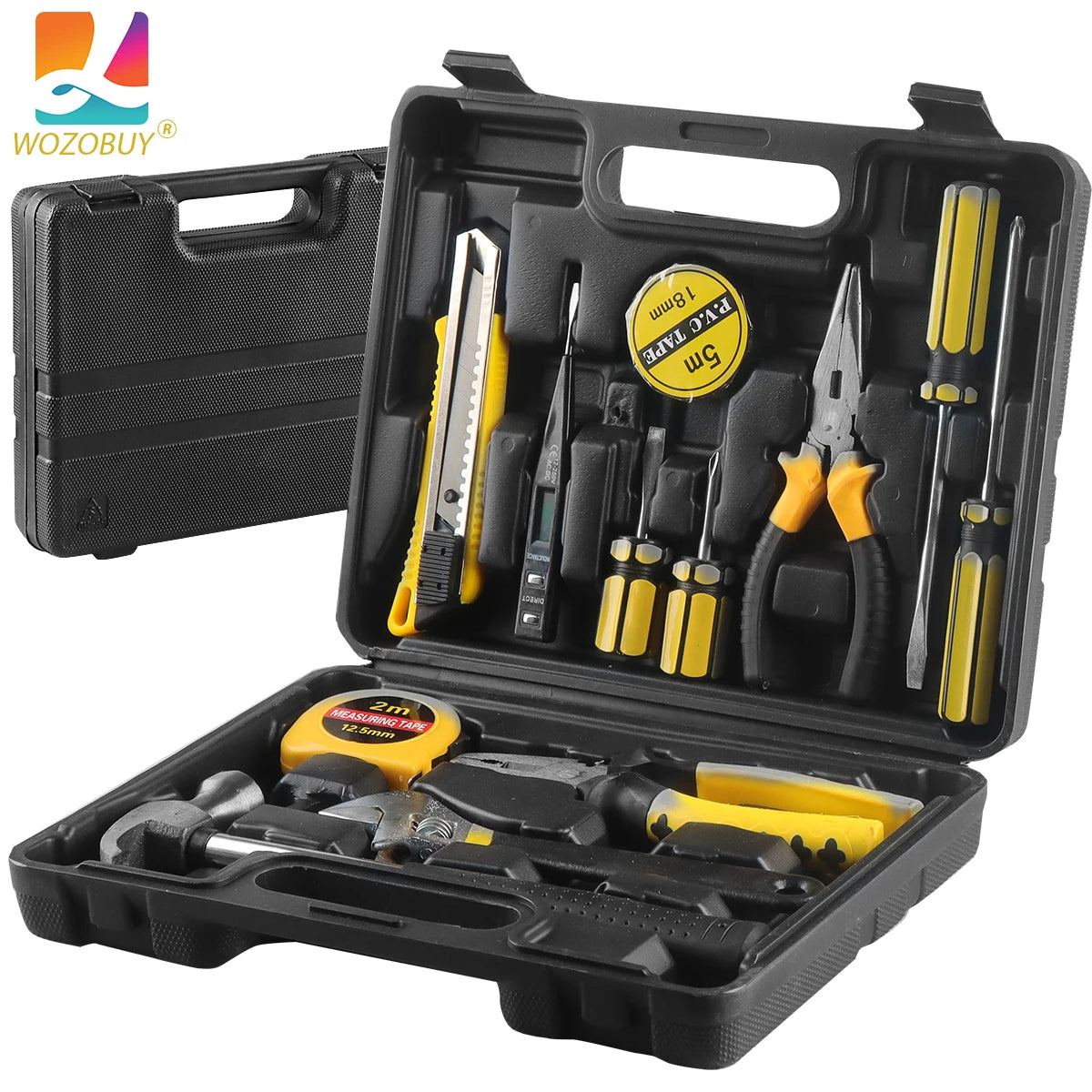 Household Hand Tool Kit with Toolbox Storage Case