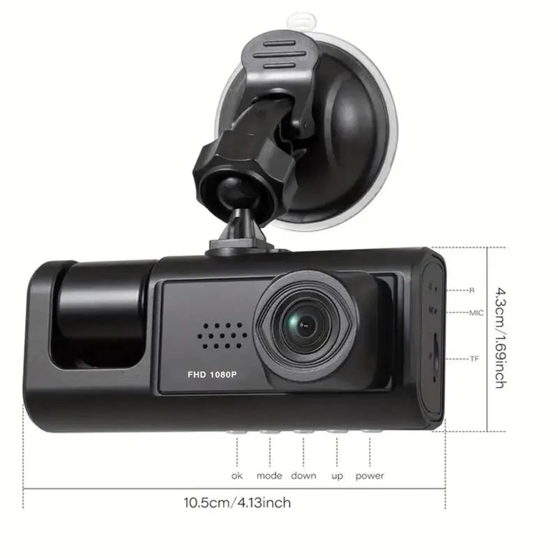 3 Cam DVR IR/Dash Camera Front Inside Rear