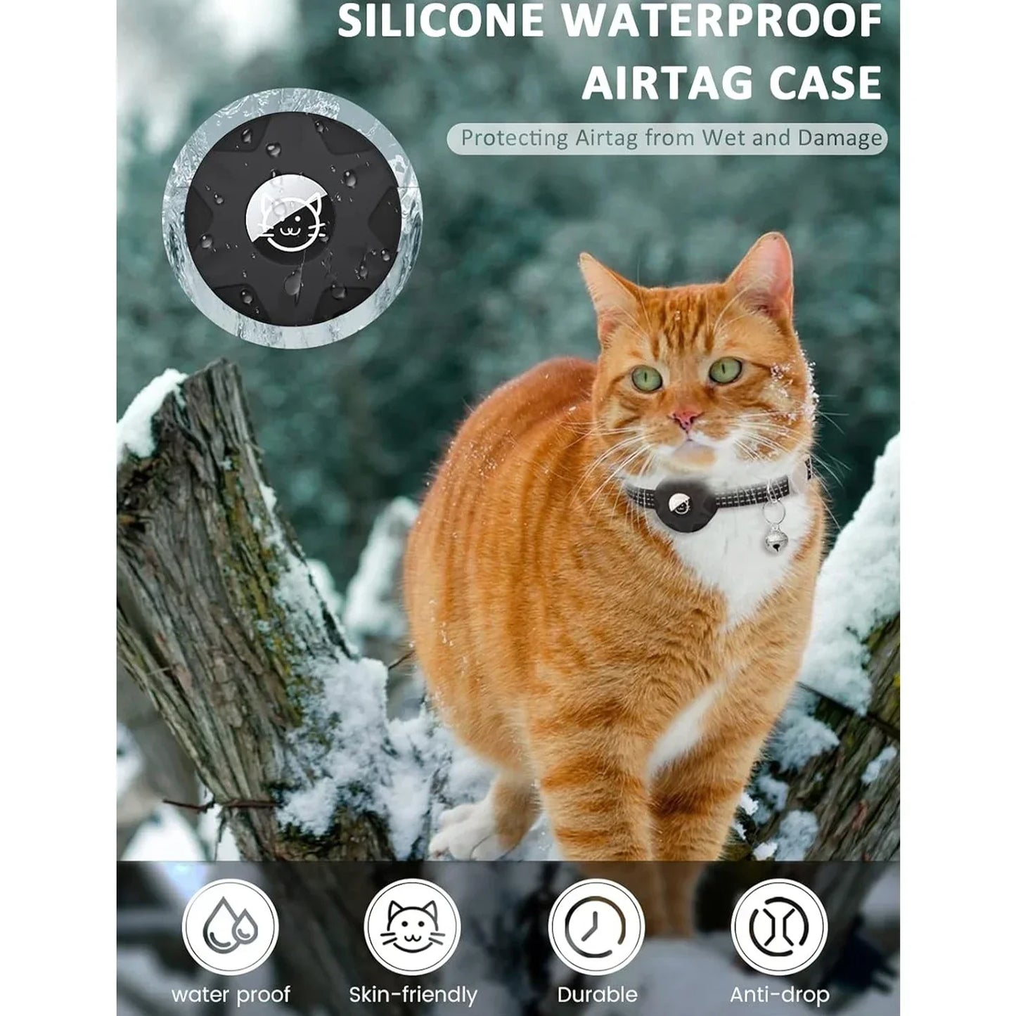 Anti-Lost Pet Cat Collar with Airtag Holder,for Apple Air Tag