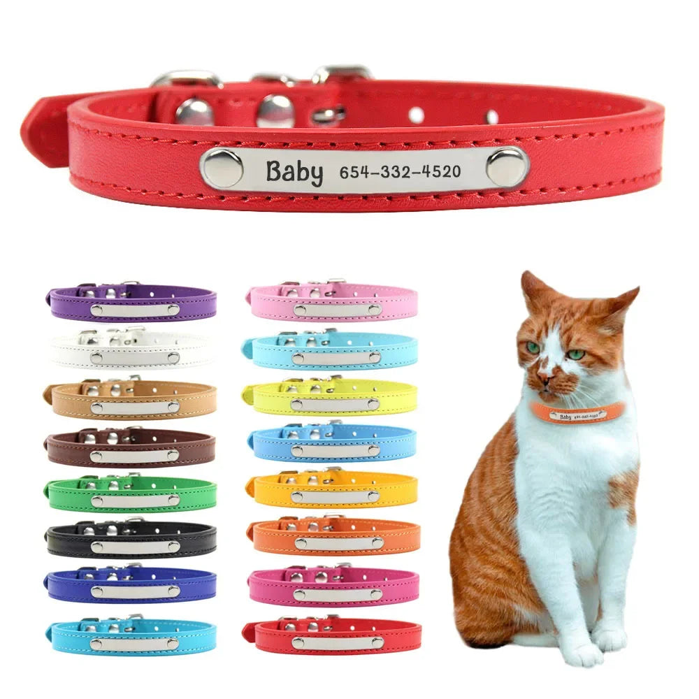 Leather Cat Collar Personalized