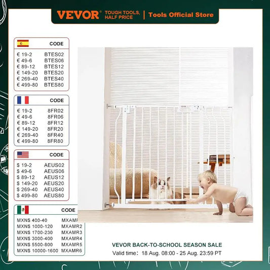 VEVOR Baby Gate 29.5"-39"/ 48.4"/ 53"/ 57.8" Extra Wide 30" High Dog Gate for Stairs Doorways and House Auto Close Security Gate