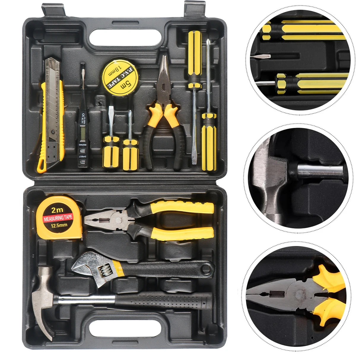 Household Hand Tool Kit with Toolbox Storage Case