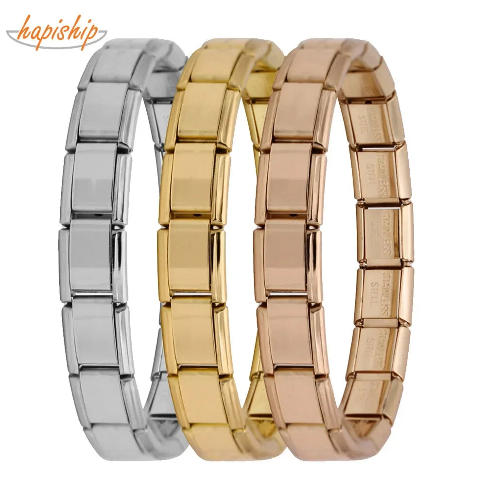 Hapiship Jewelry 9mm Width Italian  Bracelet Fashion Stainless Steel Bangle