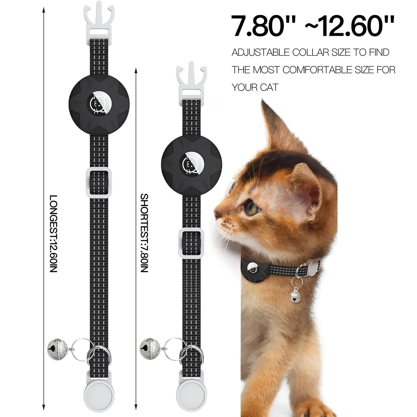 Anti-Lost Pet Cat Collar with Airtag Holder,for Apple Air Tag