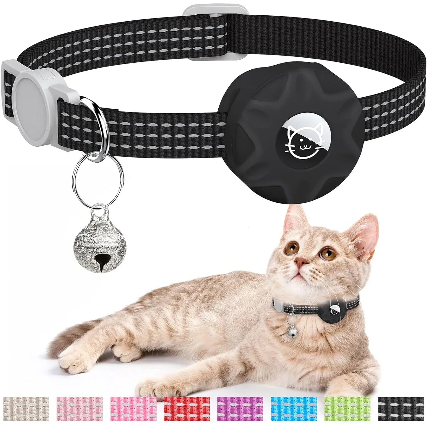 Anti-Lost Pet Cat Collar with Airtag Holder,for Apple Air Tag