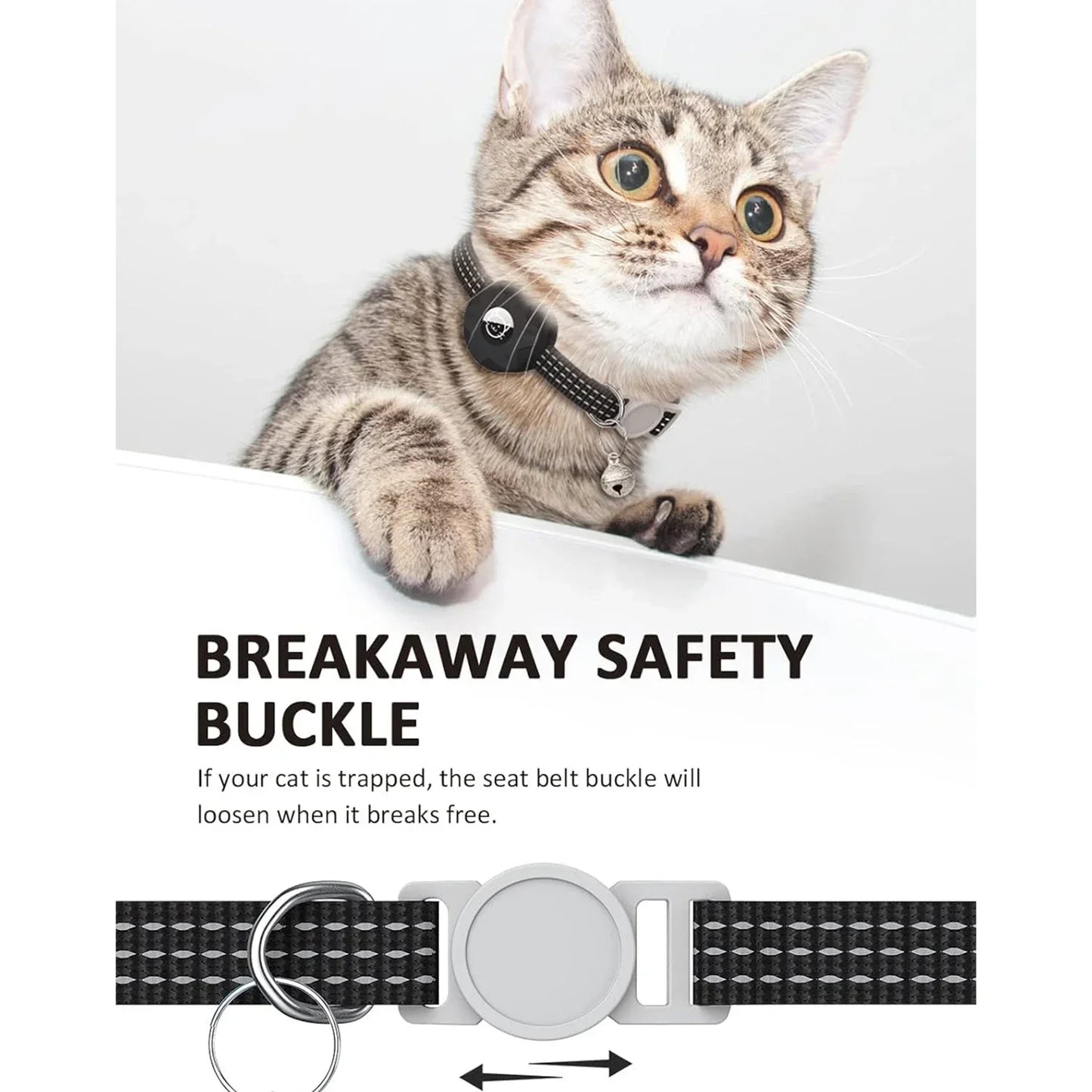 Anti-Lost Pet Cat Collar with Airtag Holder,for Apple Air Tag