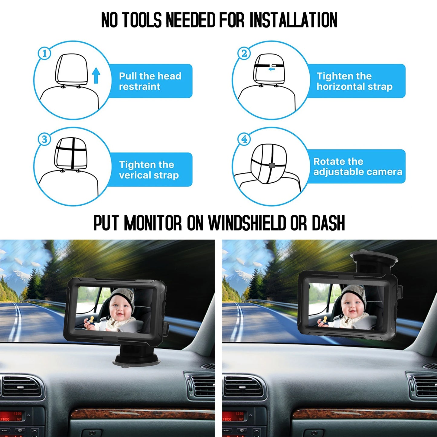 Baby Dash Cam Monitor with Camera Night Vision