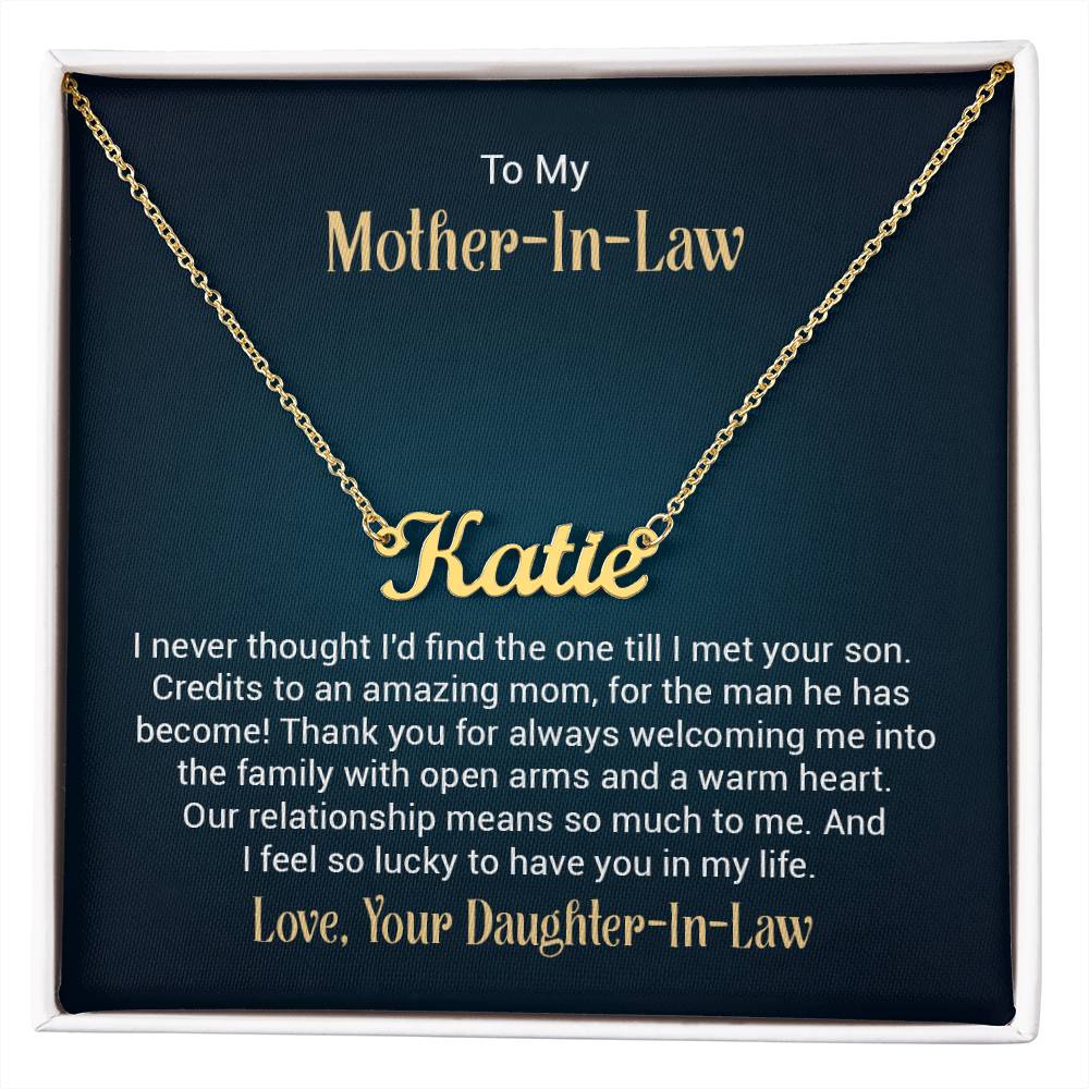 Custom Name Necklace w/ Message Card - For Mother-in-Law