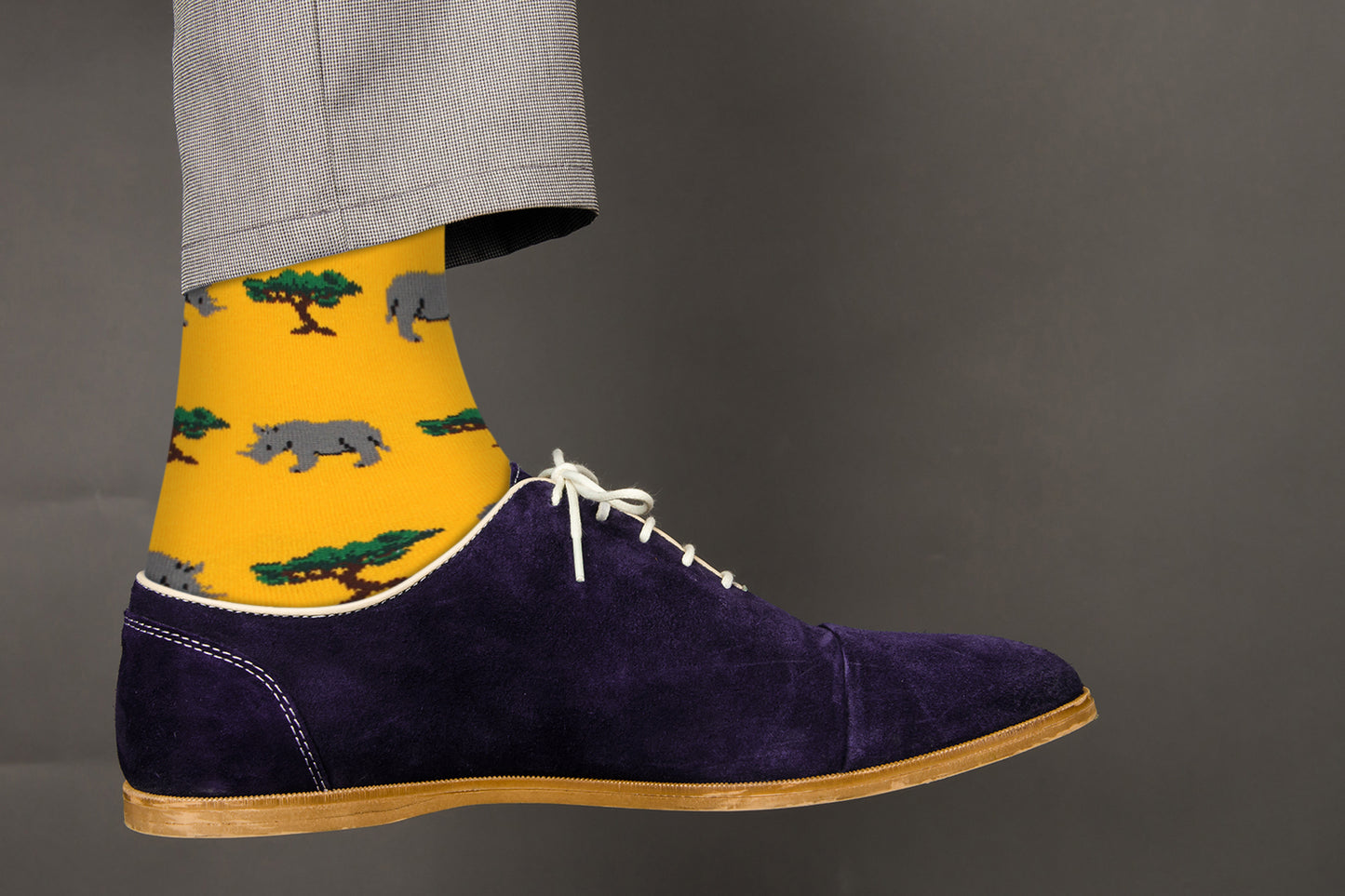 Sick Socks – Rhino- Exotic Animals Casual Dress Socks