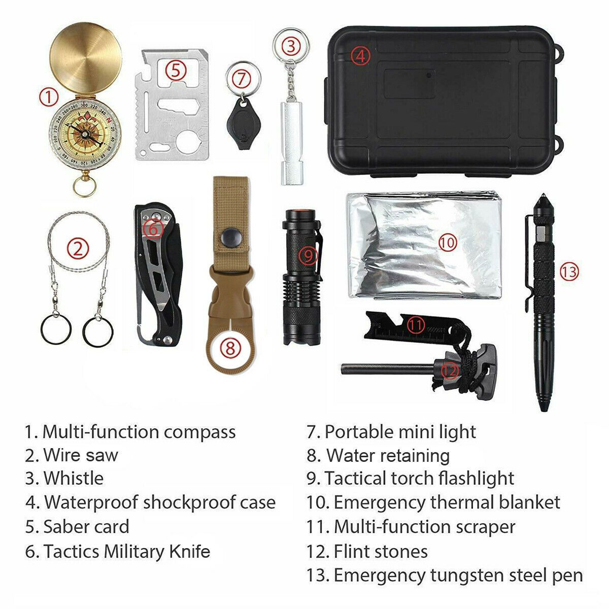 14 in 1 Emergency Survival And Safety Gear